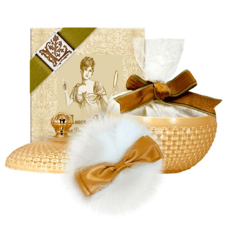 Body Powder with Puff – Ambre et Mure Rice powder in Glass Vessel 6oz.