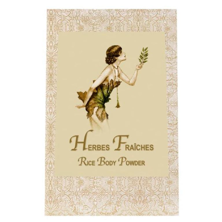 Herbes Fraiches Rice Body Powder Refill 8oz., natural ingredients, luxurious hydration.