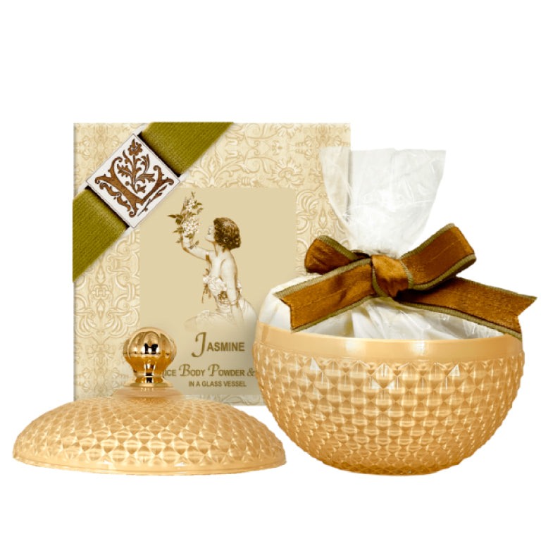 Jasmine Body Powder – Moroccan Jasmine in Refillable Glass Vessel 6oz.