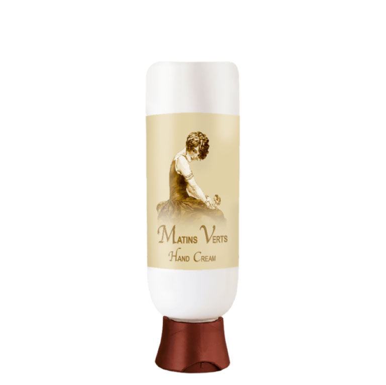 Matins Verts Hand Cream 4 oz. with organic ingredients and French fragrances.