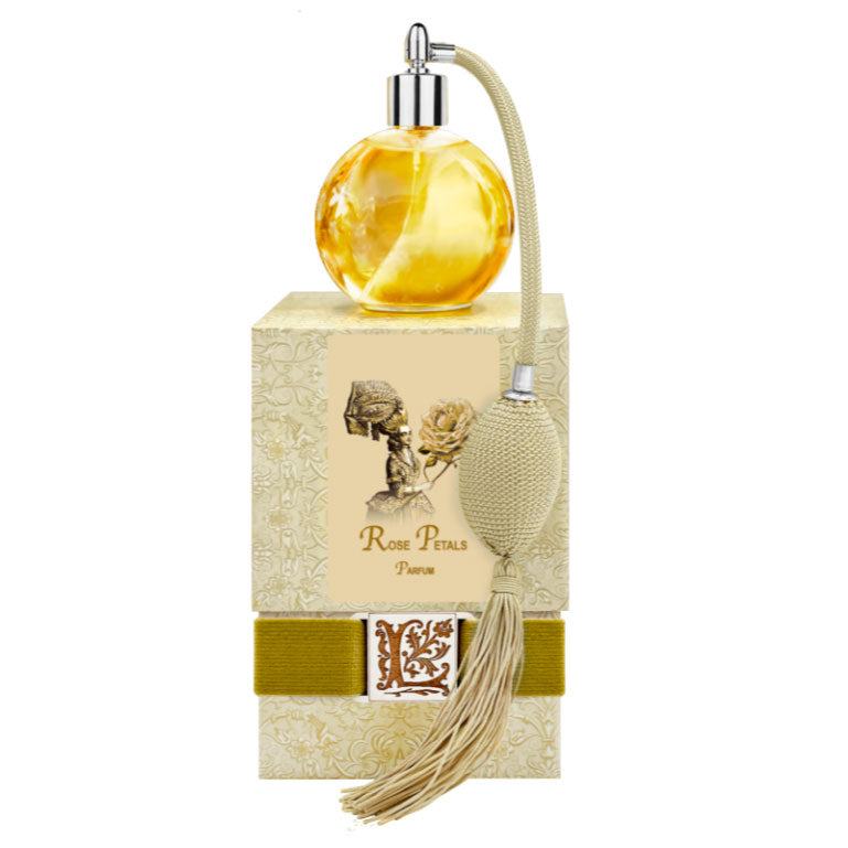 Rose Petals Perfume – French Perfume in Elegant Gold-Tasseled Bottle.