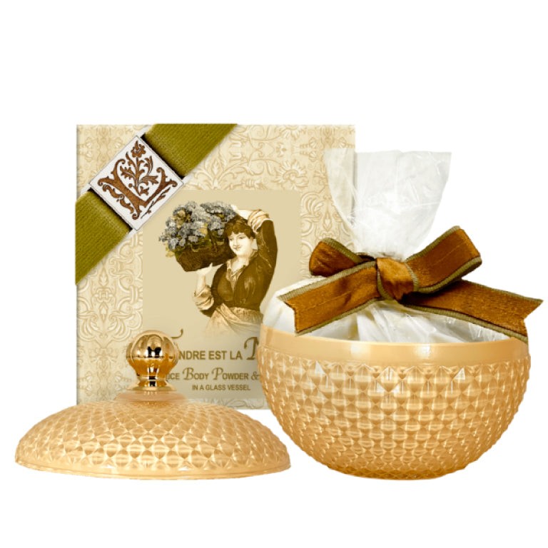 Rice Body Powder – Tendre est la Nuit fragrance in 6oz Glass Vessel.