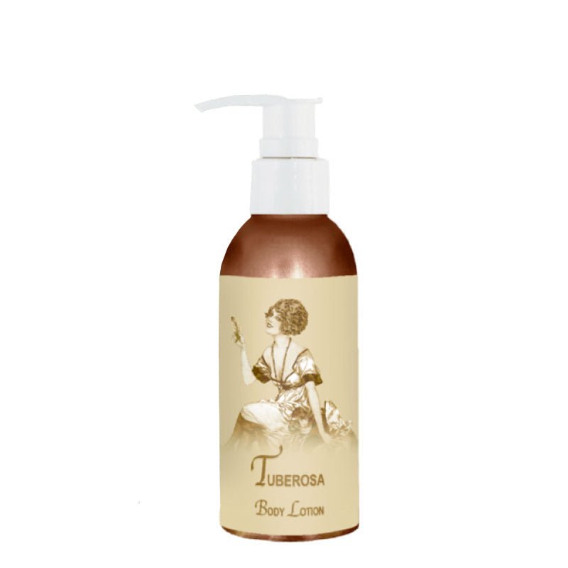 Tuberosa Body Lotion 4oz bottle with French fragrances, hydrating and cruelty-free.