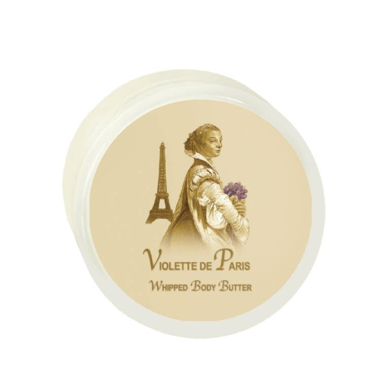 Violette de Paris Argan Oil Whipped Body Butter 8oz. with Eiffel Tower image on packaging.