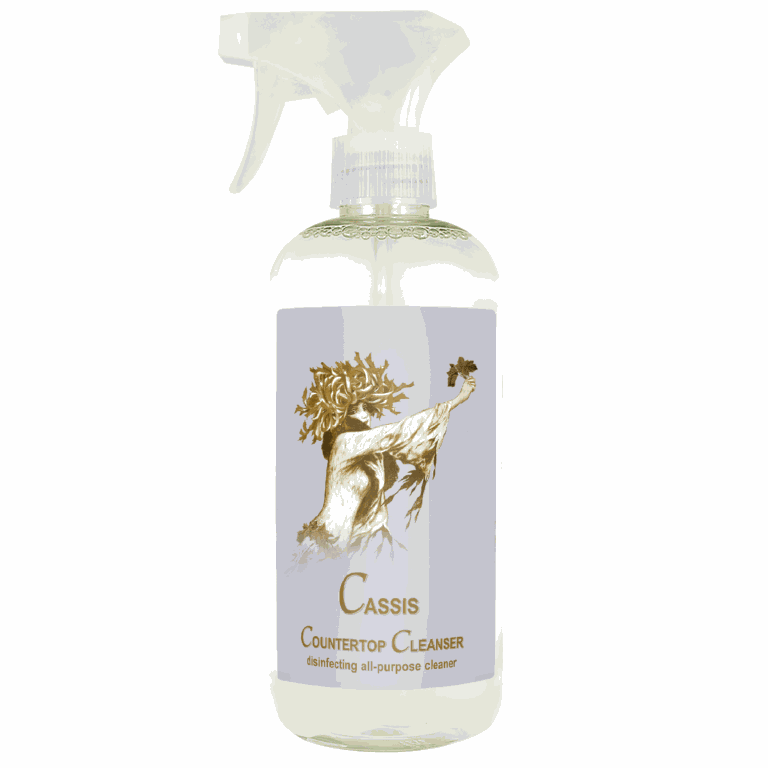 Cassis Counter Top Cleanser 19oz bottle with plant extracts and essential oils.