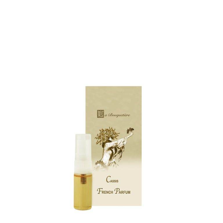 Cassis Parfum Sample Spray 0.1oz with packaging, French-made fragrance.