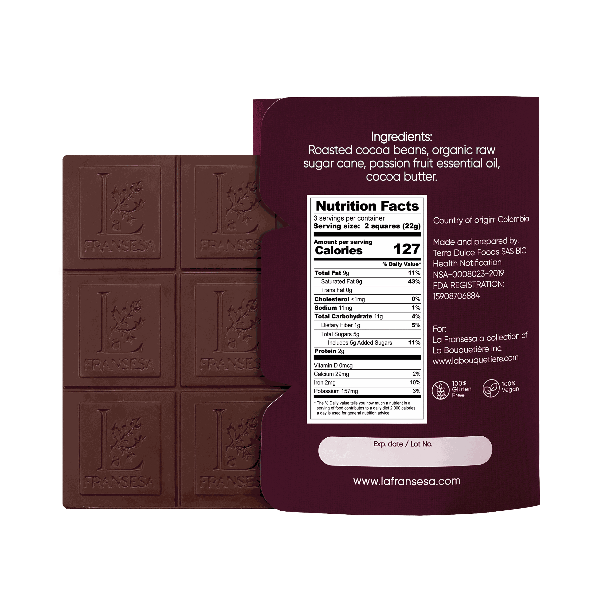 Passion Fruit - Bean to bar. Craft Chocolate. 70% cocoa