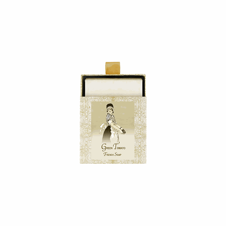 Green Tomato French Soap 7oz in elegant packaging, handcrafted with premium butters for a rich lather.