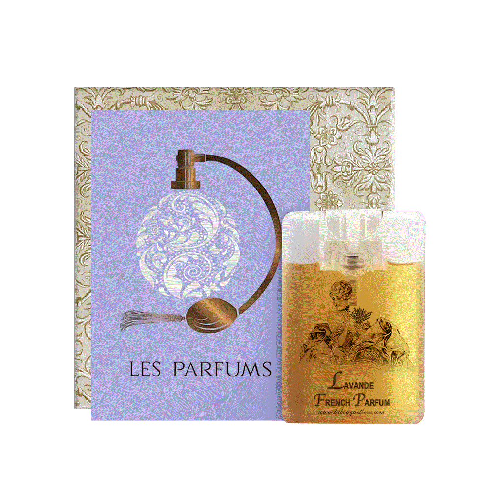 Lavande Eau de Parfum Spray Card 20ml with ornate packaging, lightweight and portable design.