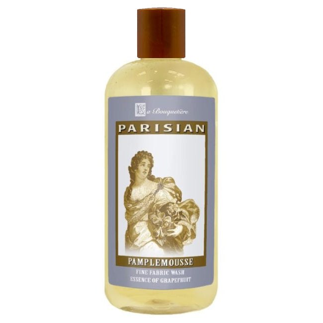 Pamplemousse Vanille Fine Fabric Wash 19oz bottle with plant-based eco-friendly formula, made by La Bouquetiere.