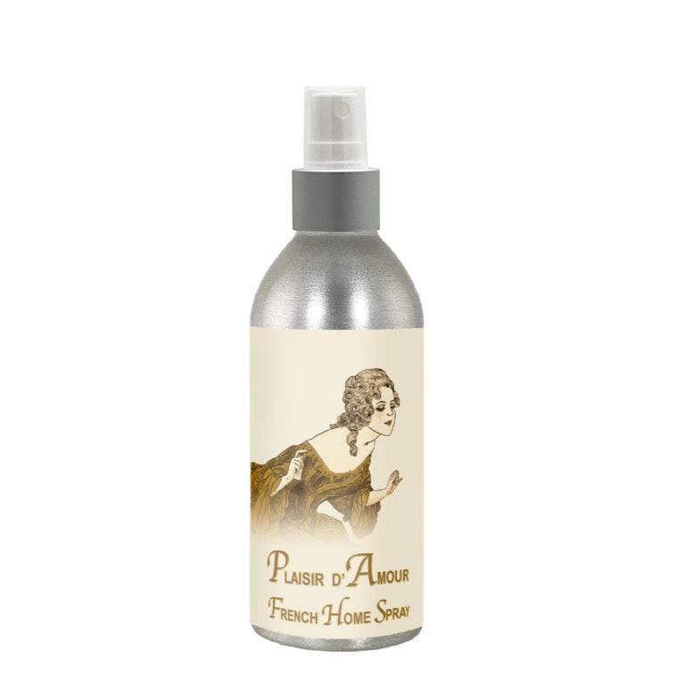 Plaisir d'Amour French Home Spray 8oz bottle with elegant design and French fragrances.