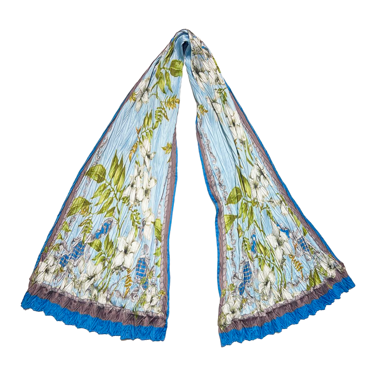 Jasmine Silk Blend Pleated Scarf – 64" x 20"