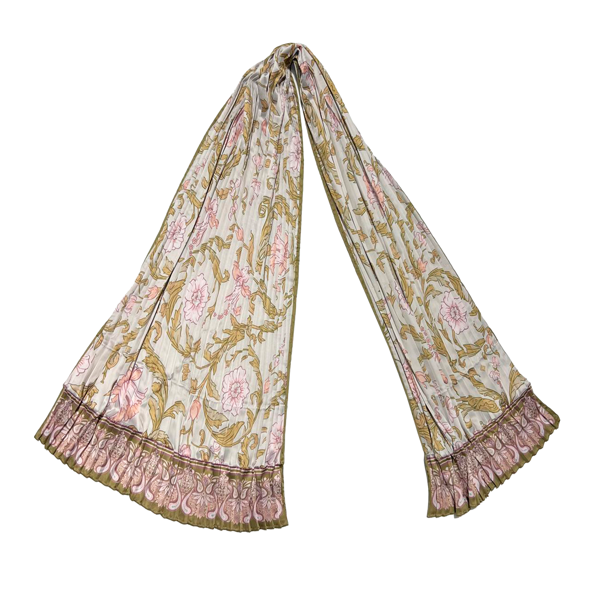 Pastel Green Blend Pleated Scarf – 64" x 20"