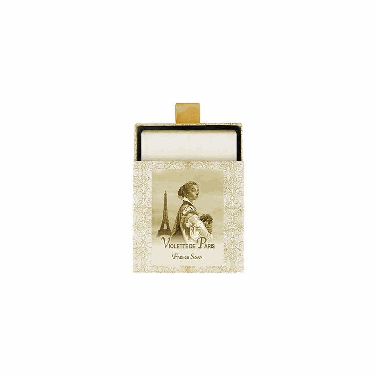 Violette de Paris French Soap 7oz in elegant packaging with Parisian theme.