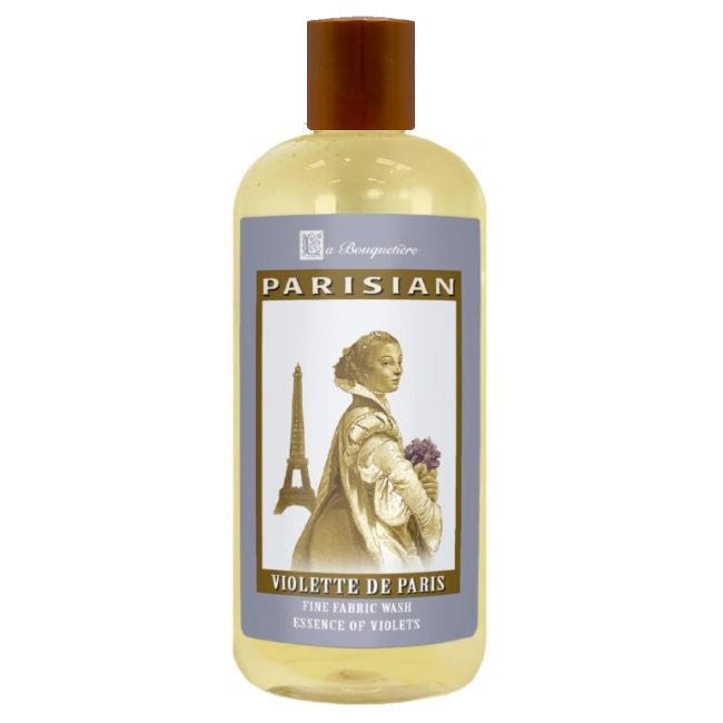 Violette de Paris Fine Fabric Wash 19oz bottle with Eiffel Tower design.