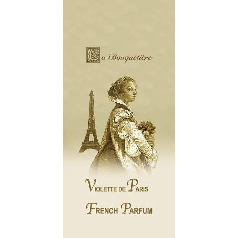 Violette de Paris scented card featuring vintage artwork with Eiffel Tower.