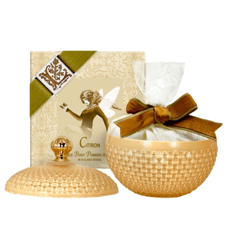 Wool Puff & Citron Rice Body Powder – Refillable 6oz Glass Vessel...