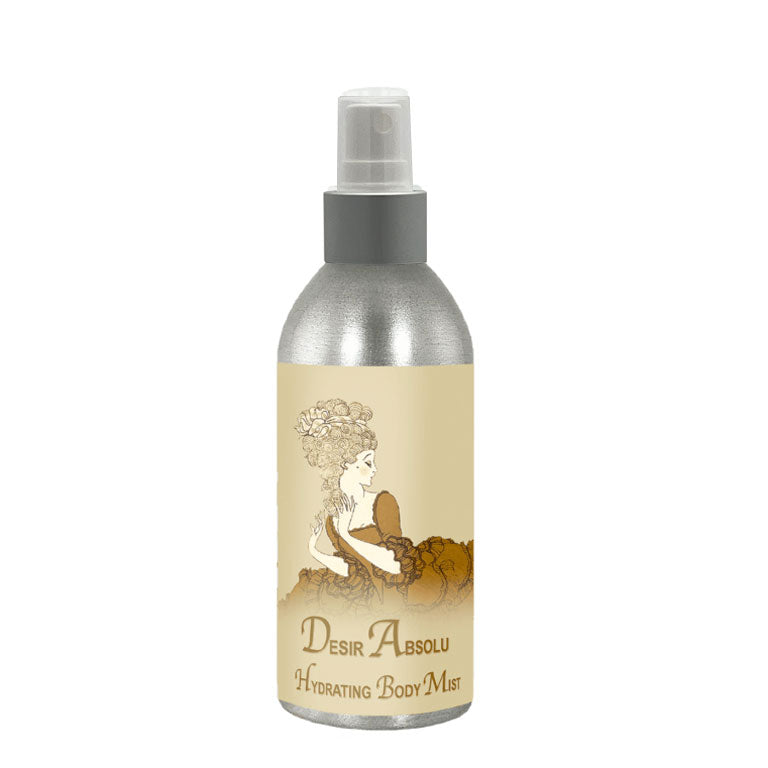 Desir Absolu Hydrating Mist 8oz bottle with elegant design, featuring natural ingredients for skin hydration and well-being.