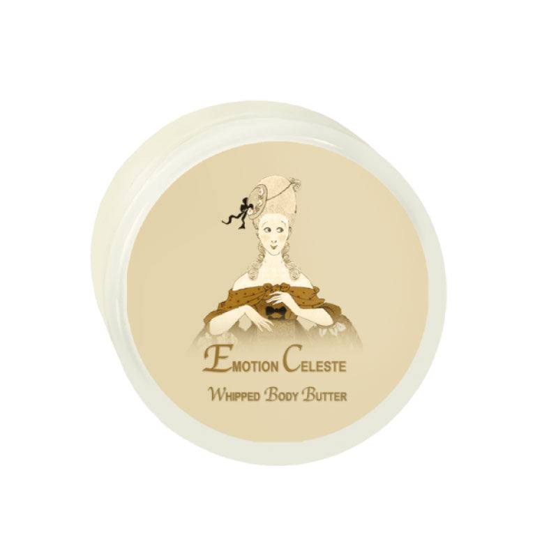 Emotion Celeste Argan Oil Whipped Body Butter 8oz container with elegant label design.