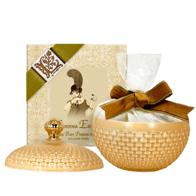 Gardenia Body Powder – Gardenia Exotique in Elegant Glass Vessel 6oz