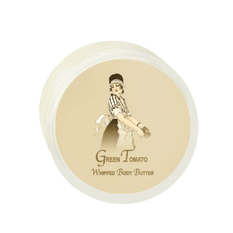 Green Tomato Argan Oil Whipped Body Butter 8oz jar with label design.