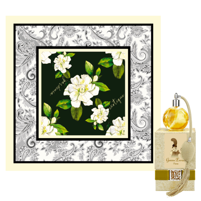 Gardenia Scarf - Floral Silk Blend Scarf with Hand-Rolled Edges... 