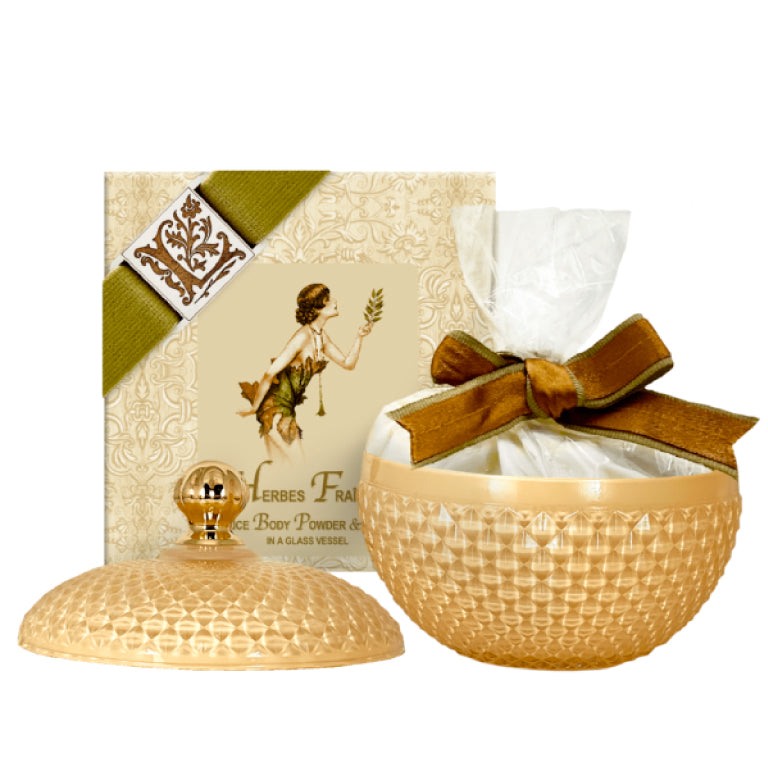 Organic Body Powder – Herbes Fraîches Fragrance in Glass Vessel 6oz...