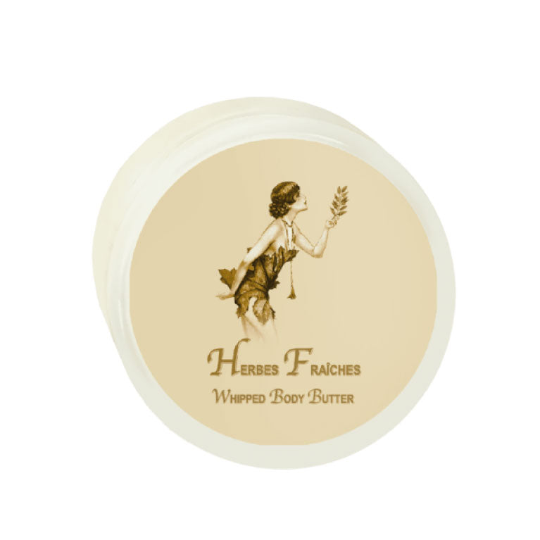 Argan Oil Whipped Body Butter 8oz jar with vintage label design, featuring deeply hydrating formulation.
