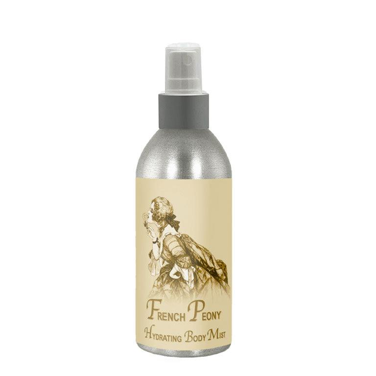 French Peony Hydrating Mist 8oz bottle with elegant label design.