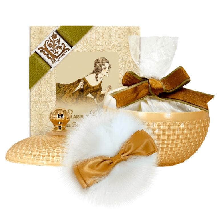 Women's Body Powder with Puff – Plaisir d’Amour in Glass Vessel 6oz.