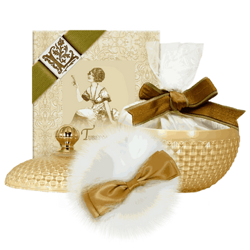 Glass Vessel – Tuberosa fragrance in Rice Body Powder 6oz and Puff...