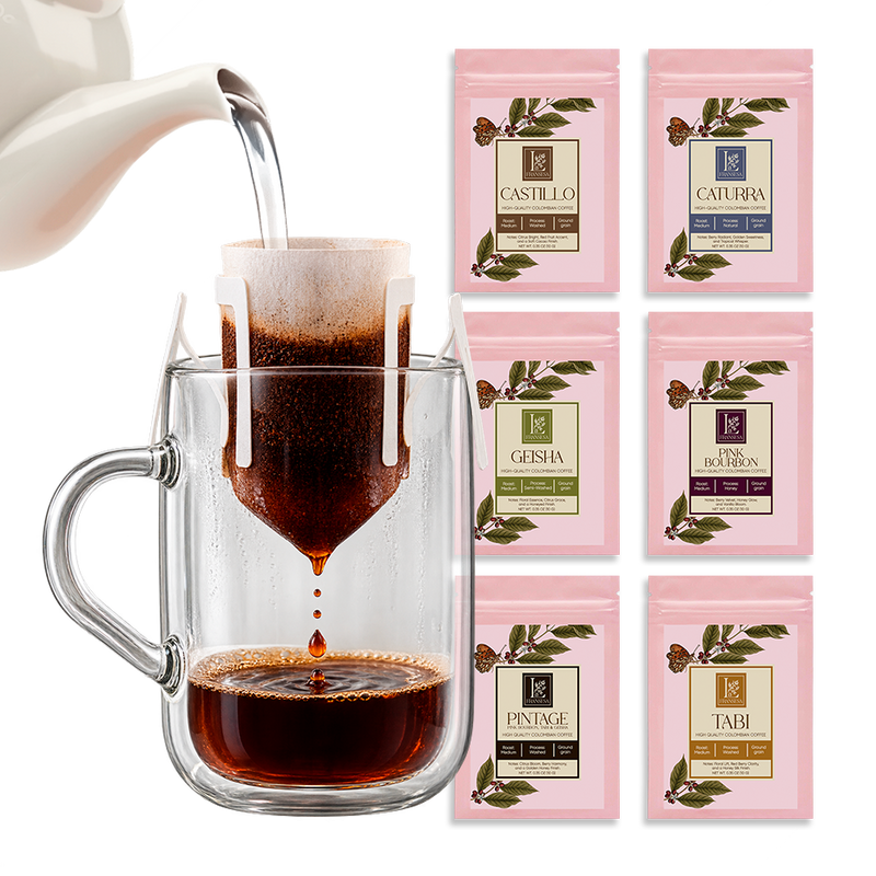 La Fransesa Colombian Discovery Collection – 6 Colombian Specialty Coffee Varietals, Pre-Filled Pour Over Bags, 10g Each