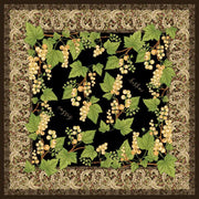 Cassis Scarf with silk blend and hand-rolled edges, featuring a floral design, size 50" x 50".