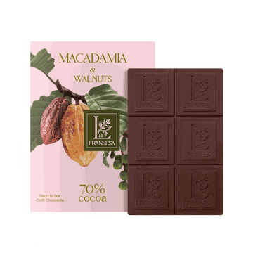 Macadamia & Walnuts - Bean to bar. Craft Chocolate. 70% cocoa