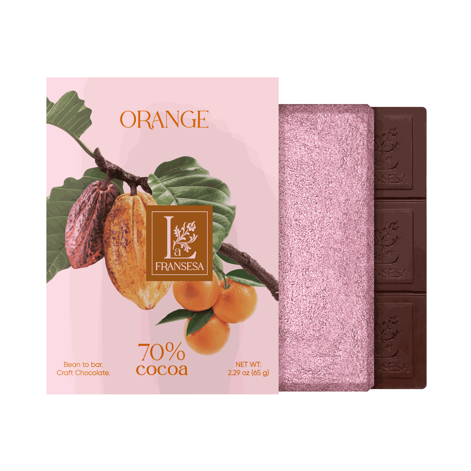 Orange - Bean to bar. Craft Chocolate. 70% cocoa