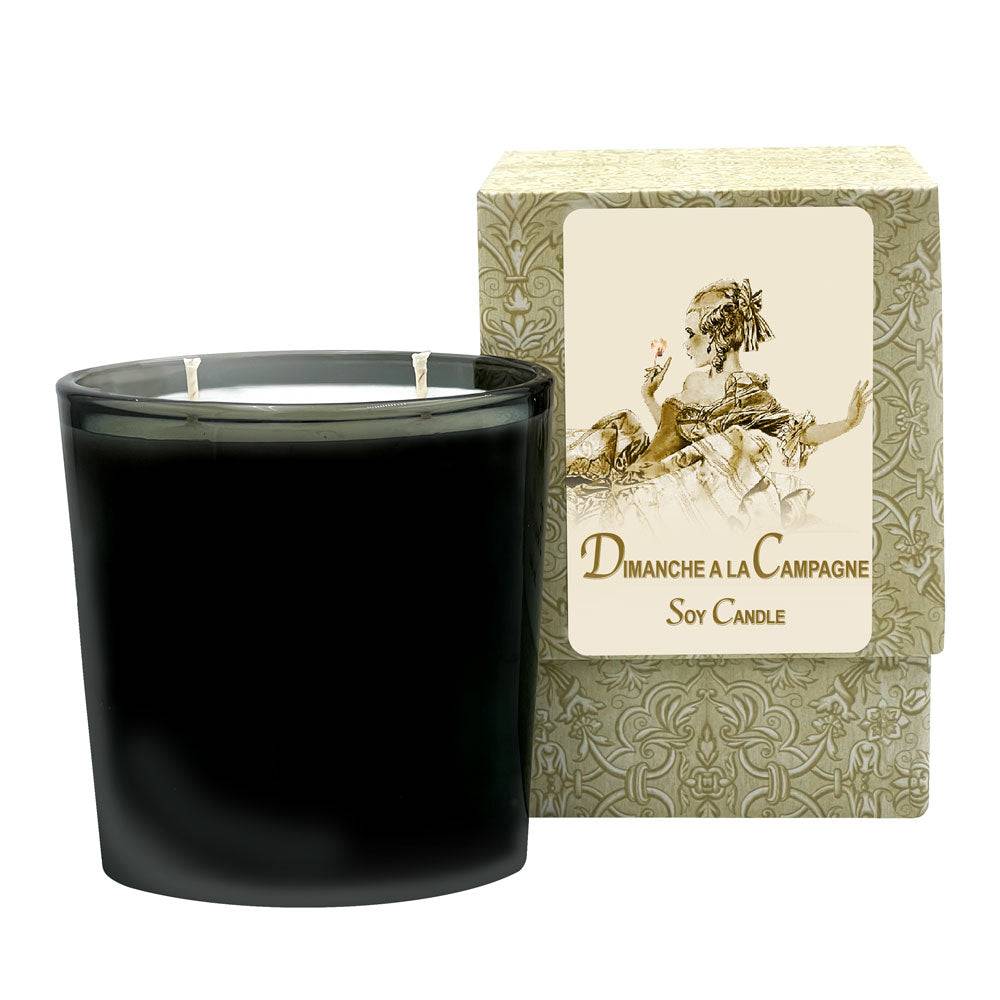 Dimanche a la Campagne Medium Candle in glass jar with packaging, 60-70 hours burn time, clean aromatic fragrance.