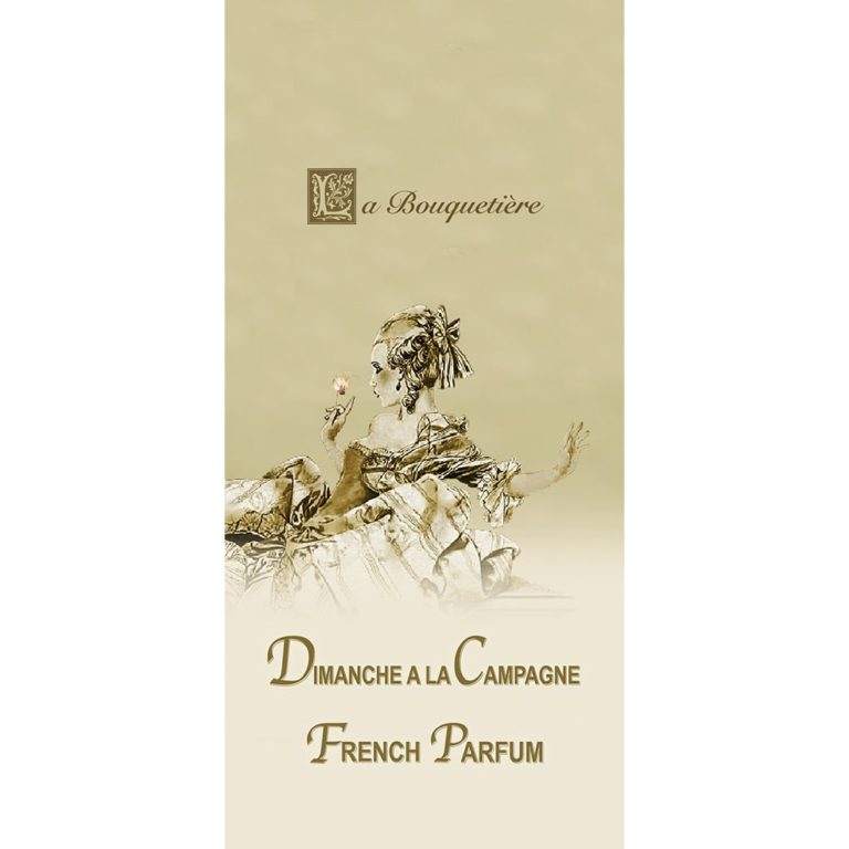 Dimanche a la Campagne scented card by La Bouquetiere, featuring floral and woody fragrance notes, not tested on animals.