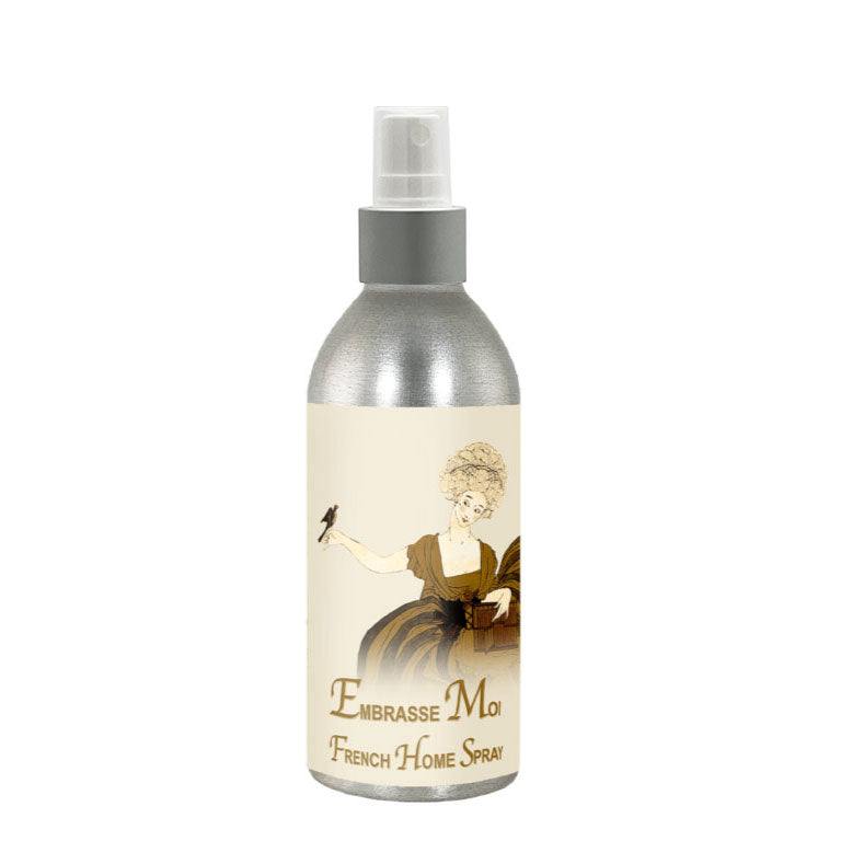 Embrasse Moi French Home Spray 8oz bottle with an elegant label design.