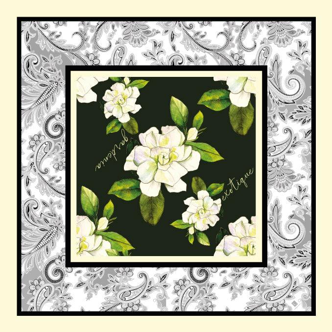 Gardenia Scarf - Floral Silk Blend Scarf with Hand-Rolled Edges... 