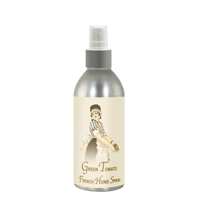 Green Tomato French Home Spray 8oz bottle with vintage label design.