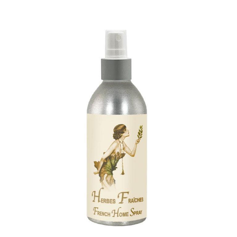 Herbes Fraiches French Home Spray 8oz bottle with vintage label design.