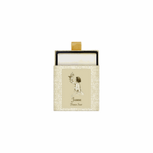 Jasmine French Soap in decorative box, handcrafted with Shea, Cocoa, and Mango Butters, cruelty-free.