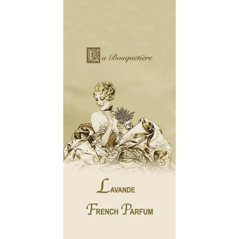 Lavande scented card with vintage design by La Bouquetiere, featuring French fragrance.