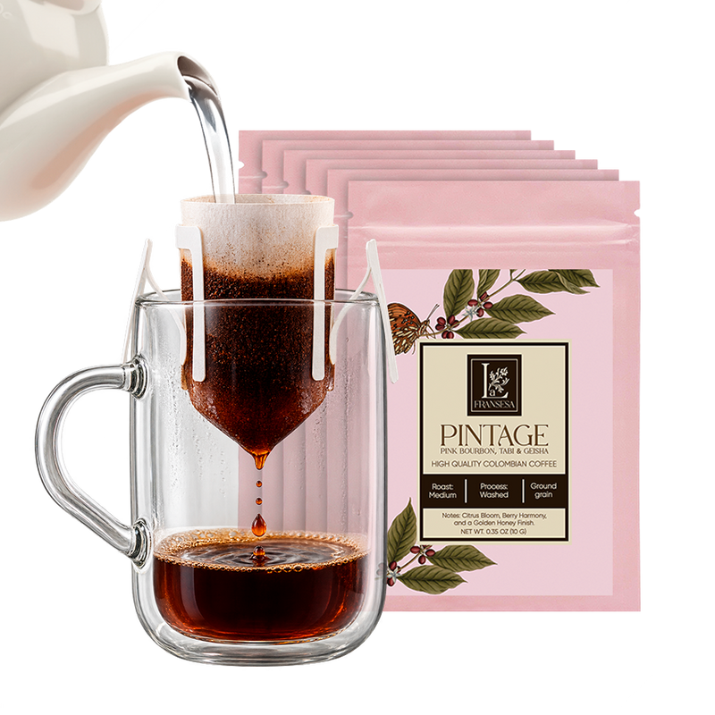 Single-Cup Pre-Filled Colombian Specialty Pour Over Coffee Bags – Pintage, 6 Bags, 10g Each, 100% Arabica, Medium Roast