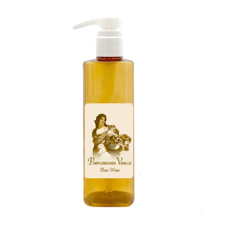 Pamplemousse Vanille Body Wash 20oz with aloe vera and French fragrances.