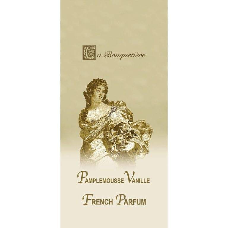 Pamplemousse Vanille Scented Card with vintage design and French parfum text.