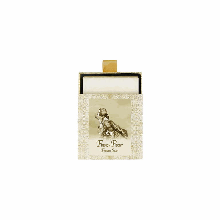 French Peony French Soap 7oz in decorative packaging.
