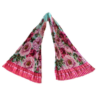 French Peony Silk Blend Pleated Scarf – 64" x 20"
