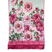 French Peony Silk Blend Pleated Scarf – 64" x 20"