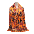Sunset Bloom Silk Blend Pleated Scarf – 64" x 20"